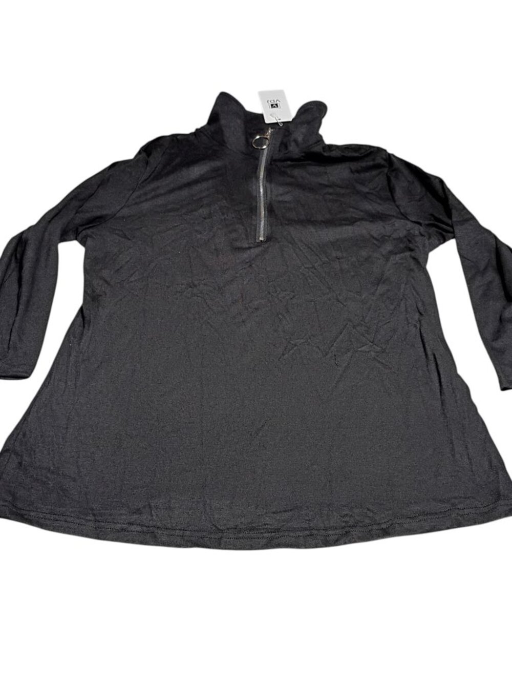 VBJ Women’s Black Quarter-Zip Long-Sleeve Tunic Shirt Size: Medium (M)